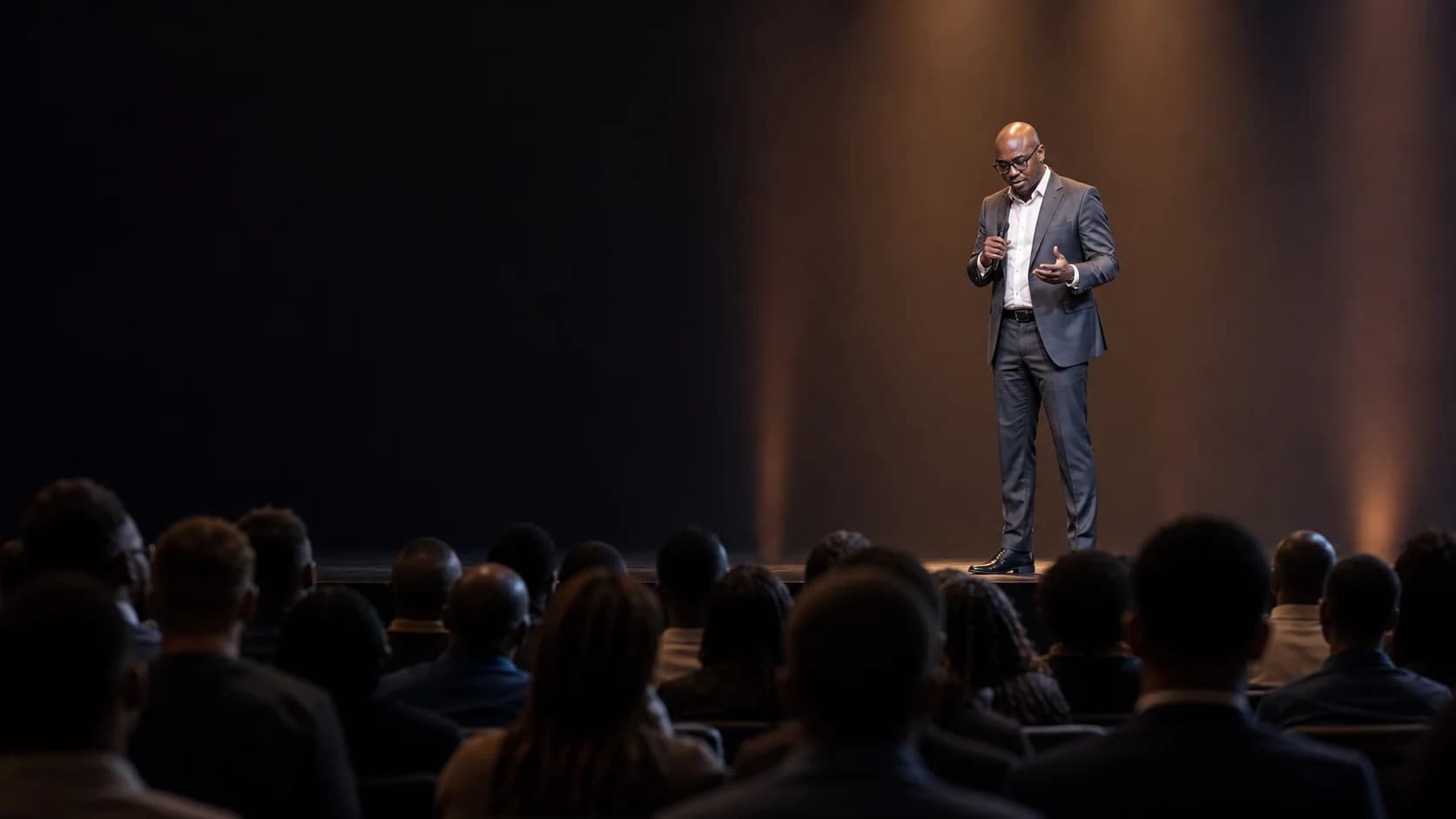 Salim Cyrus presenting a keynote to a live audience